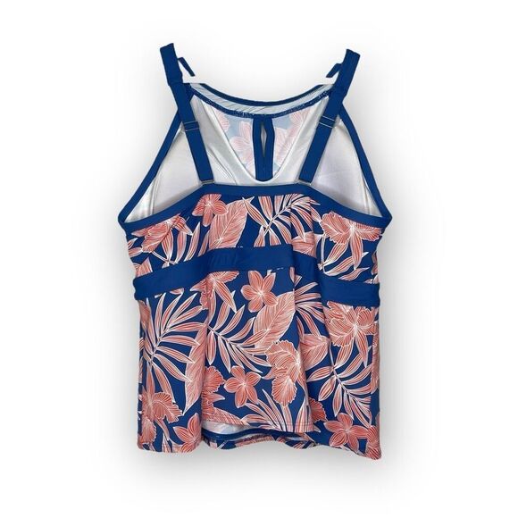 Lands’ End 20 W DDD Tummy Control Keyhole High Neck Tankini Top Swimsuit - Picture 2 of 9